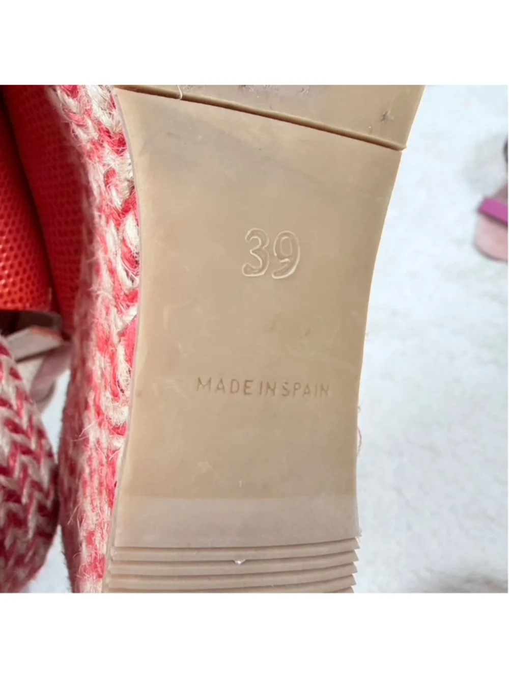 LK Bennett Orange Snakeskin Peep Toe Wedge Sandals Espadrille Size 39 - 8.5